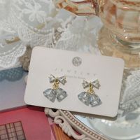 1 Pair Sweet Bow Knot Plating Inlay Alloy Zircon Drop Earrings main image 4
