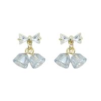 1 Pair Sweet Bow Knot Plating Inlay Alloy Zircon Drop Earrings main image 2
