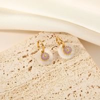1 Pair Simple Style Flower Shell Titanium Steel Earrings sku image 2