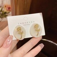 1 Pair Sweet Geometric Heart Shape Flower Plating Inlay Alloy Zircon Ear Studs sku image 7