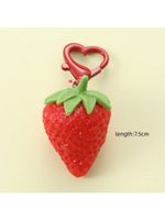 Cute Heart Shape Strawberry Rubber Bag Pendant Keychain main image 5