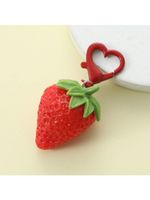 Cute Heart Shape Strawberry Rubber Bag Pendant Keychain main image 1