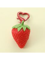 Cute Heart Shape Strawberry Rubber Bag Pendant Keychain sku image 1