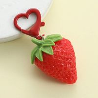 Cute Heart Shape Strawberry Rubber Bag Pendant Keychain main image 2