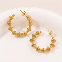 1 Pair Retro C Shape Plating Stainless Steel 18K Gold Plated Hoop Earrings main image 5