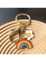 Cute Rainbow Poached Egg Alloy Bag Pendant Keychain main image 6