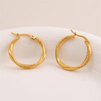 1 Pair Retro Round Plating Stainless Steel 18K Gold Plated Hoop Earrings sku image 1