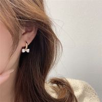 1 Pair Simple Style Bow Knot Plating Inlay Copper Zircon K Gold Plated Rhodium Plated Drop Earrings main image 5