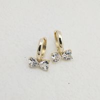 1 Pair Simple Style Bow Knot Plating Inlay Copper Zircon K Gold Plated Rhodium Plated Drop Earrings sku image 1
