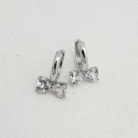1 Pair Simple Style Bow Knot Plating Inlay Copper Zircon K Gold Plated Rhodium Plated Drop Earrings sku image 2