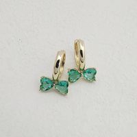1 Pair Simple Style Bow Knot Plating Inlay Copper Zircon K Gold Plated Rhodium Plated Drop Earrings sku image 8
