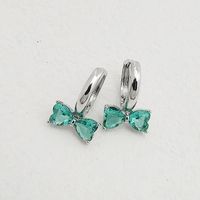 1 Pair Simple Style Bow Knot Plating Inlay Copper Zircon K Gold Plated Rhodium Plated Drop Earrings sku image 9