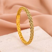 Handmade Solid Color Stripe Stainless Steel 18K Gold Plated Cuff Bracelets In Bulk main image 8