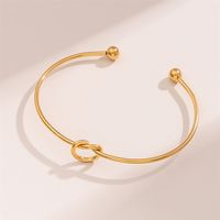 Handmade Solid Color Knot Stainless Steel 18K Gold Plated Cuff Bracelets In Bulk main image 11