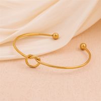 Handmade Solid Color Knot Stainless Steel 18K Gold Plated Cuff Bracelets In Bulk main image 9