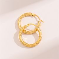 1 Pair Retro Simple Style C Shape Round Plating Stainless Steel 18K Gold Plated Hoop Earrings main image 7