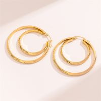 1 Pair Retro Simple Style Round Plating Stainless Steel 18K Gold Plated Hoop Earrings sku image 1