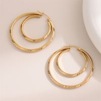 1 Pair Retro Simple Style Round Plating Stainless Steel 18K Gold Plated Hoop Earrings main image 4