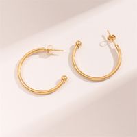 1 Pair Retro Simple Style Round Plating Stainless Steel 18K Gold Plated Hoop Earrings main image 4