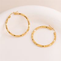 1 Pair Retro Simple Style Round Plating Stainless Steel 18K Gold Plated Hoop Earrings main image 3