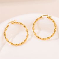 1 Pair Retro Simple Style Round Plating Stainless Steel 18K Gold Plated Hoop Earrings main image 1