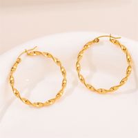 1 Pair Retro Simple Style Round Plating Stainless Steel 18K Gold Plated Hoop Earrings main image 2