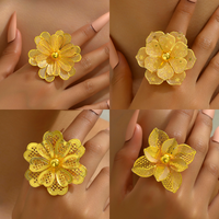 Elegant Glam Exaggerated Heart Shape Flower Iron Plating Hollow Out Women's Rings main image 1