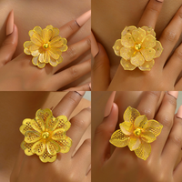 Elegante Glamour Exagerado Forma De Corazón Flor Hierro Enchapado Ahuecar Mujeres Anillos main image 11