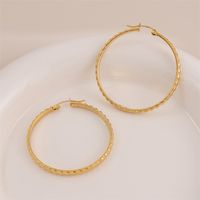 1 Pair Retro Simple Style C Shape Round Plating Stainless Steel 18K Gold Plated Hoop Earrings main image 10