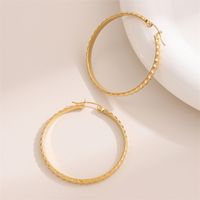 1 Paire Rétro Style Simple Forme C Rond Placage Acier Inoxydable Plaqué Or 18K Boucles D'oreilles Cerceau main image 5