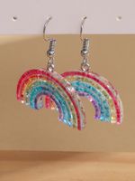 1 Pair Basic Rainbow Plating Resin Silver Plated Drop Earrings main image 5