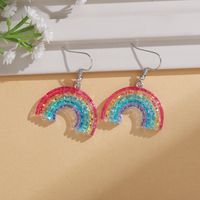 1 Pair Basic Rainbow Plating Resin Silver Plated Drop Earrings main image 3