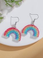 1 Pair Basic Rainbow Plating Resin Silver Plated Drop Earrings sku image 1