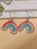 1 Pair Basic Rainbow Plating Resin Silver Plated Drop Earrings main image 6