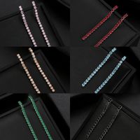 1 Pair Simple Style Shiny Tassel Plating Inlay Copper Zircon Rhodium Plated Drop Earrings main image 9