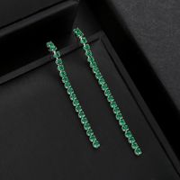 1 Pair Simple Style Shiny Tassel Plating Inlay Copper Zircon Rhodium Plated Drop Earrings main image 6