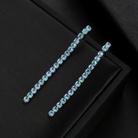 1 Pair Simple Style Shiny Tassel Plating Inlay Copper Zircon Rhodium Plated Drop Earrings main image 4
