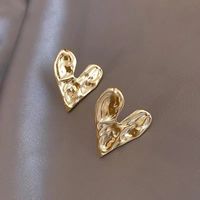 1 Pair Streetwear Heart Shape Solid Color Plating Hollow Out Alloy Gold Plated Drop Earrings Ear Studs main image 3