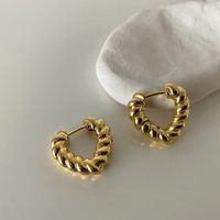 1 Pair Streetwear Heart Shape Solid Color Plating Hollow Out Alloy Gold Plated Drop Earrings Ear Studs main image 4