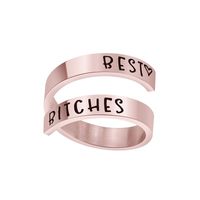 Hip-hop Letter Stainless Steel Plating Rose Gold Plated Open Rings main image 6
