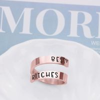 Hip-hop Letter Stainless Steel Plating Rose Gold Plated Open Rings main image 5