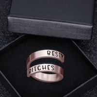 Hip-hop Letter Stainless Steel Plating Rose Gold Plated Open Rings main image 4