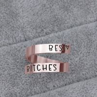 Hip-hop Letter Stainless Steel Plating Rose Gold Plated Open Rings main image 1