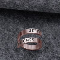 Hip-hop Letter Stainless Steel Plating Rose Gold Plated Open Rings main image 3