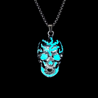 Hip-hop Skull Alloy Luminous Men's Pendant Necklace main image 4