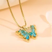 Stainless Steel Titanium Steel 18K Gold Plated Fairy Style Vacation Modern Style Plating Inlay Butterfly Zircon Pendant Necklace main image 2