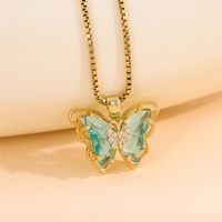 Stainless Steel Titanium Steel 18K Gold Plated Fairy Style Vacation Modern Style Plating Inlay Butterfly Zircon Pendant Necklace main image 4