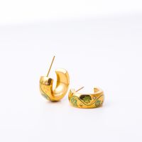 1 Pair Vintage Style Flower Painted Plating 304 Stainless Steel Gold Plated Ear Studs sku image 1