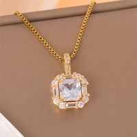 Stainless Steel Titanium Steel 18K Gold Plated Elegant Simple Style Streetwear Plating Inlay Heart Shape Flower Butterfly Zircon Pendant Necklace main image 5
