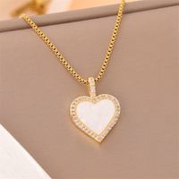Stainless Steel Titanium Steel 18K Gold Plated Elegant Simple Style Streetwear Plating Inlay Heart Shape Flower Butterfly Zircon Pendant Necklace main image 2
